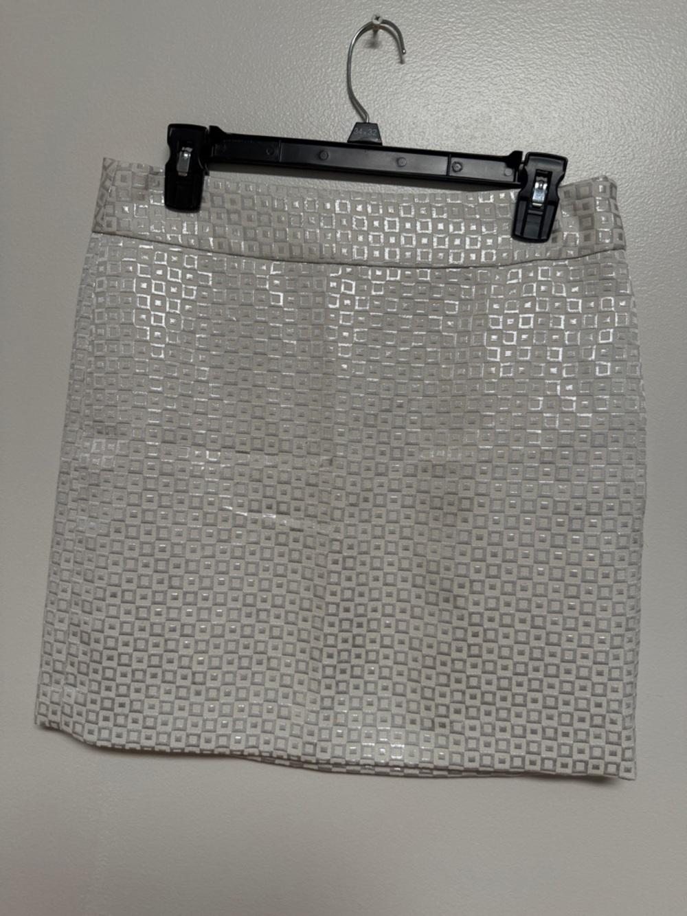 Banana Republic Cream Mini Skirt with Geometric Gloss.   4/12
